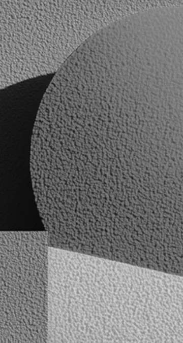 Abstract textured grayscale composition with overlapping geometric shapes including a semicircle and rectangles.
